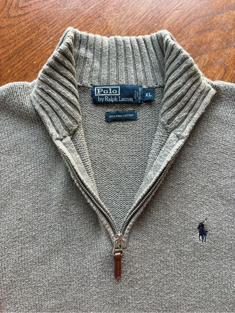 Polo Ralph Lauren Men’s XL Gray Pima Cotton Quarter Zip Sweater